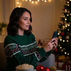 recording a heartfelt Christmas video message