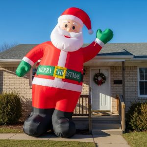 Santa in front of house